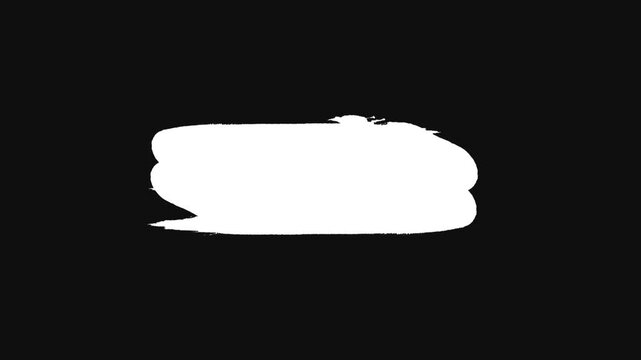 White paint brush stroke reveal transition animation isolated on black background
