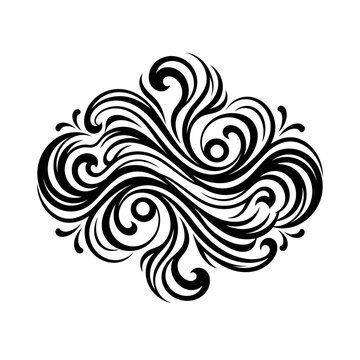 Symmetrical black swirling flourish decorative element