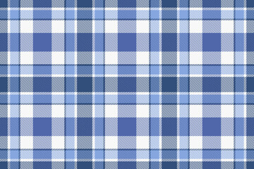 A festive tartan plaid pattern with a balanced check structure and blue and white tones. The seamless textile background recreates a woven fabric look with a natural decorative character.