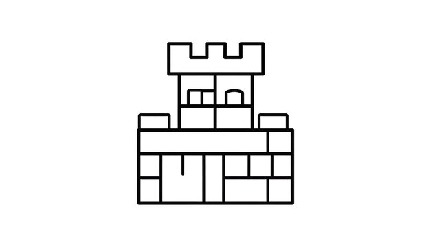 Simple outline of a castle wall with battlements, fortress structure, medieval architecture icon, defensive building symbol