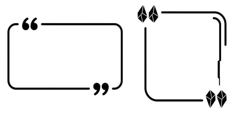 Quotation mark border frames set for testimonial and text bubble vectors.