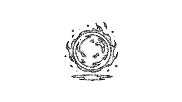Sketch shadow orb icon animation - smooth progressive reveal
