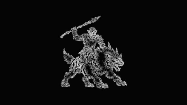 Sketch orc beast rider icon animation - smooth progressive reveal