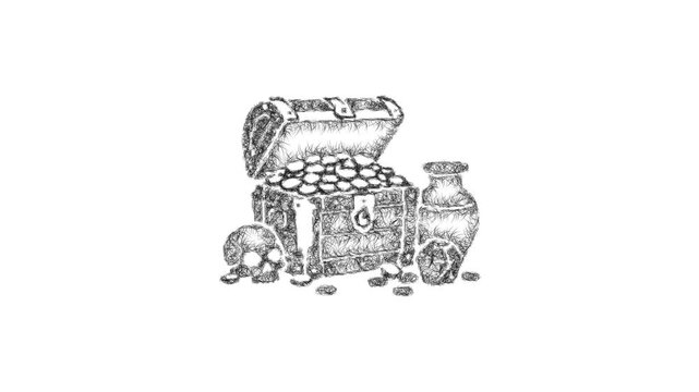 Sketch orc treasure icon animation - smooth progressive reveal