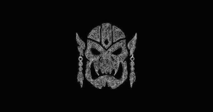 Sketch orc war mask icon animation - smooth progressive reveal