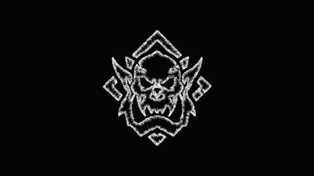 Sketch orc logo icon animation - smooth progressive reveal