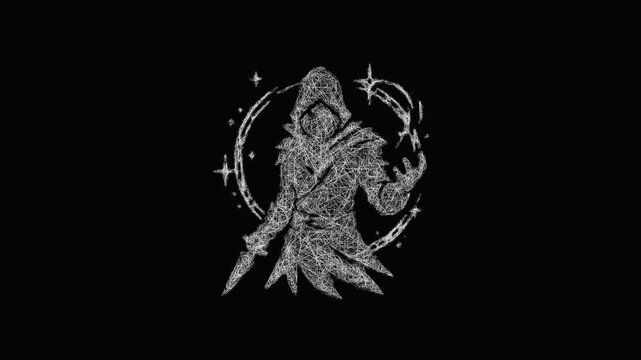 Sketch arcane assassin icon animation - smooth progressive reveal