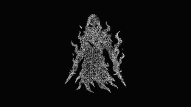 Sketch dark assassin icon animation - smooth progressive reveal
