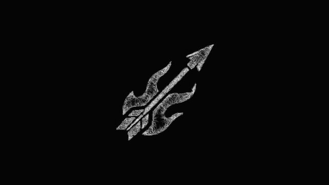 Sketch fire arrow icon animation - smooth progressive reveal