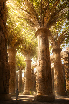 Ancient Egyptian Columns Transforming Into Living Trees