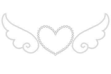 Fototapeta premium Bedazzled Rhinestone Element Angel Wings with Heart Shape for Valentine's Day designs, fashion apparel graphics, and hot-fix transfer templates.