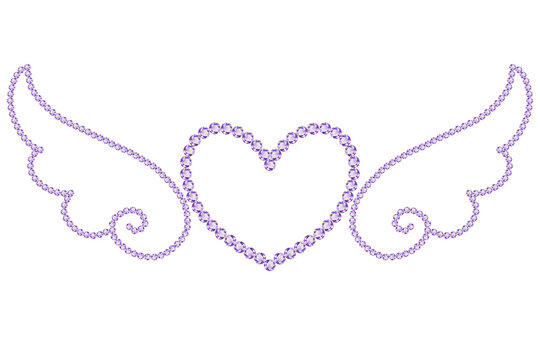 Diamond Gemstone Winged Heart Graphic Element Isolated - Y2K / Aesthetic Trend.
