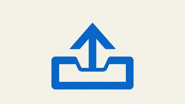 Blue upload icon animation for data transfer and cloud storage