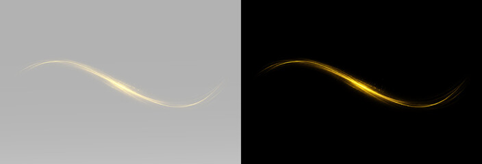 Flowing golden luminous ribbon with abstract glowing light trail elegant energy wave sparkling luxury effect © Вадим Мартишко