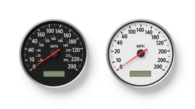 Speedometer gauge showing car speed in miles