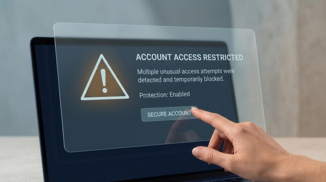 Account access restricted holographic warning display