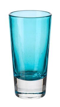 Turquoise glass tumbler with air bubbles turquoise drinking container isolated beverage glassware transparent tableware culinary