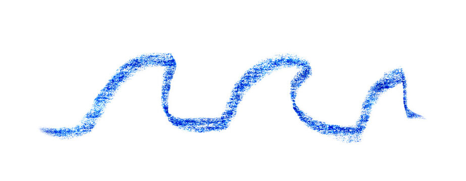 Sea wave crayon icon. Hand drawn water flow