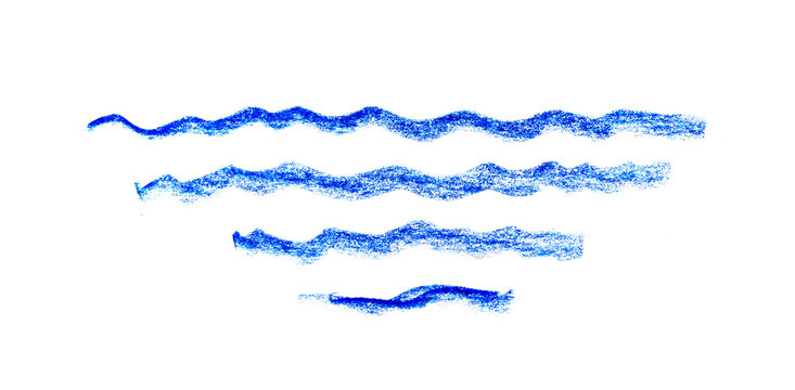 Sea wave crayon icon. Hand drawn water flow