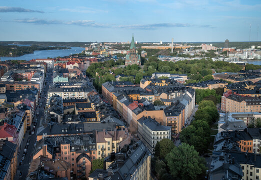 Aerial view of Stockholm City, Sodermalm district