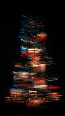 Fototapeta premium Abstract blurred Christmas tree lights with colorful bokeh and motion effect for festive decor