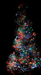 Fototapeta premium Colorful abstract Christmas tree lights swirl of bokeh and motion on black background