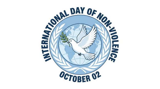 International day of non violence emblem with a dove and globe illustration peace nonviolence world october symbol vector graphic design awareness harmony unity