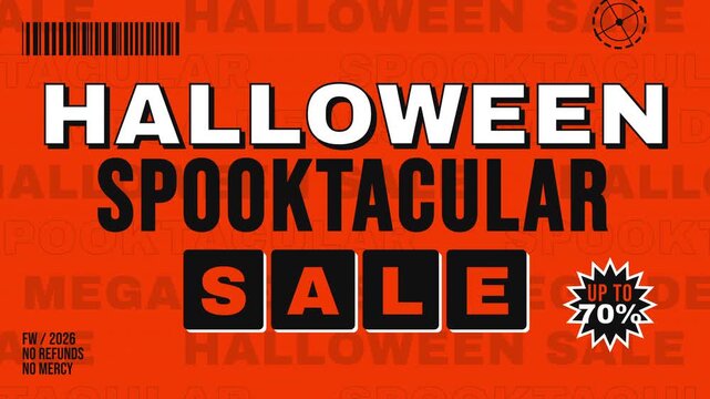 Bold orange Halloween Spooktacular Sale promotional motion graphic animation