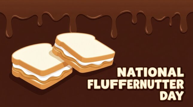 Two slices of peanut butter and marshmallow sandwich with dripping chocolate vector illustration peanutbutter fluffernutter bread dessert sweet snack food breakfast lunch treat