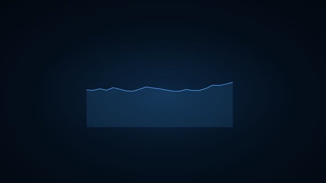 Minimalist blue line graph animation. Abstract financial data chart on dark background. Digital business growth visualization for corporate presentations.
