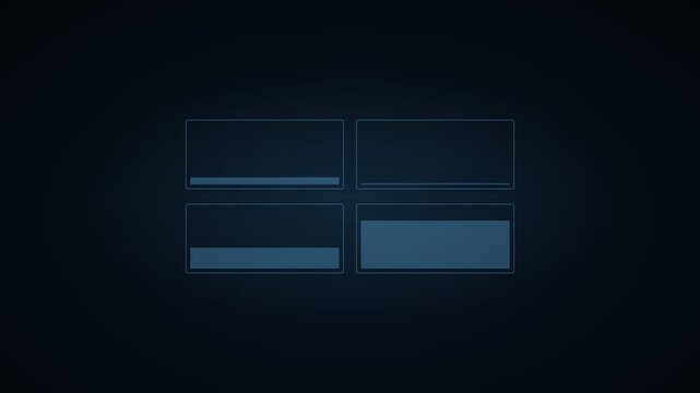 Futuristic digital interface with loading bars. Blue hi-tech data processing screen. Minimalist HUD dashboard elements for technology background.