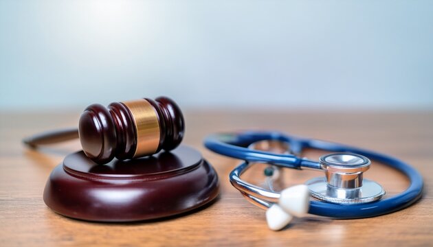 close up of wooden gavel and stethoscope on wooden table n concept of medical malpractice medical disputes and healthcare lawsuits