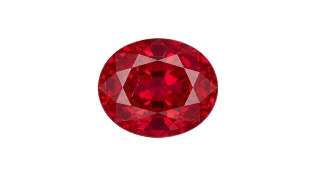 Close-up of a vibrant red ruby gemstone with facets and sparkle