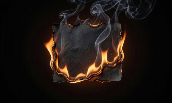 Fierce wolf head engulfed in flames against black background for powerful branding