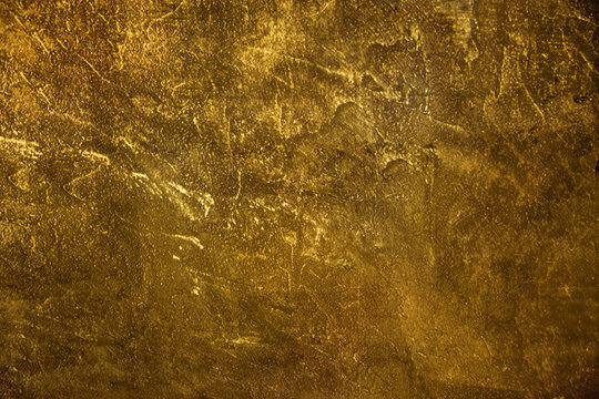 Distressed Golden Industrial Concrete or Wall Texture with Patina