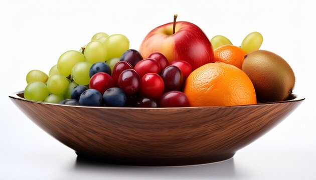 fruits in bowl isolated on white background format