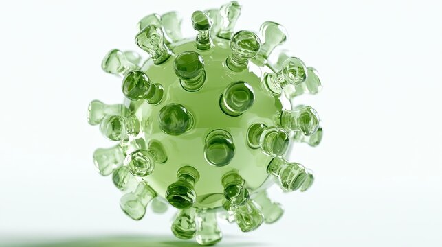 3d render of a green virus or bacteria cell isolated on white background