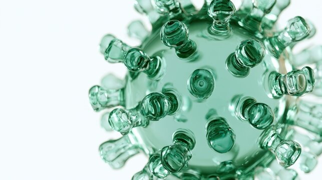 3d render of a green virus or bacteria cell isolated on white background