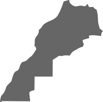 Morocco map silhouette, dark gray Moroccan territory outline, minimalist North African country shape on white background for infographics