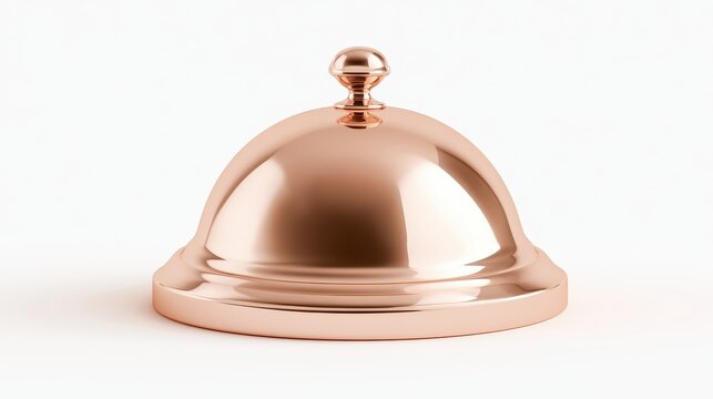 Shiny copper service bell isolated on white background