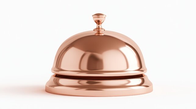 Shiny copper service bell isolated on white background