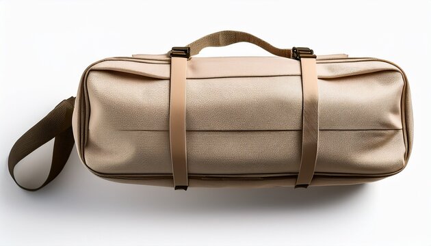 classic fabric travel bag with straps file of isolated cutout object with shadow on white background