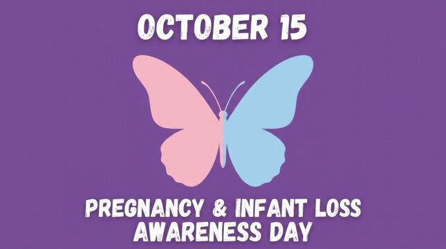 A stylized butterfly illustration in shades of pink and blue is displayed against a purple background with commemorative text vector wings insect