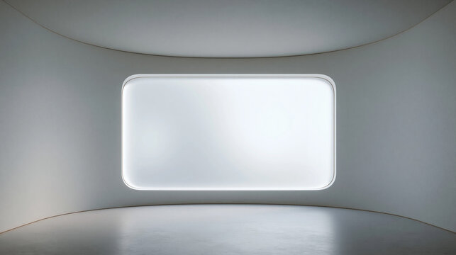 Futuristic Empty Interior Room with Blank Display Screen