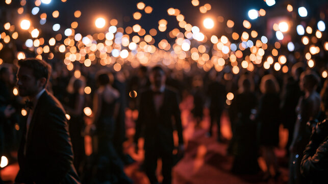 Crowd on Red Carpet at Glamorous Awards Gala Event