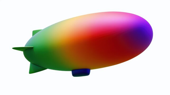 3d render of a colorful rainbow blimp airship isolated on white background