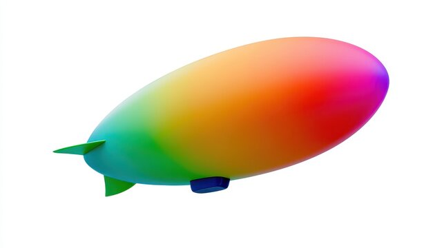 3d render of a colorful rainbow blimp airship isolated on white background