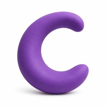 Purple glossy 3D letter C symbol isolated on white background for branding and design