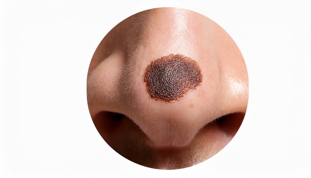 close up of basal cell carcinoma on nose