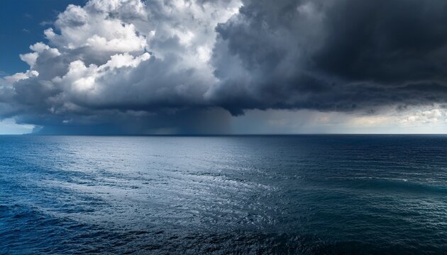 storm with dramatic clouds over the sea